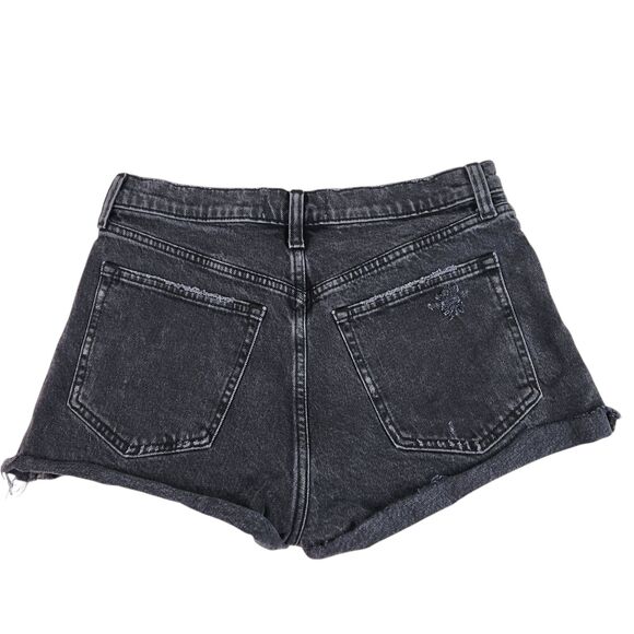 ABERCROMBIE & FITCH Mom Short Womens 28 6 Black Distressed Denim High Rise - Picture 2 of 11
